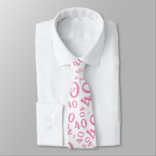 Cravate Jalon 40 motif de nombre aléatoire rose/blanc