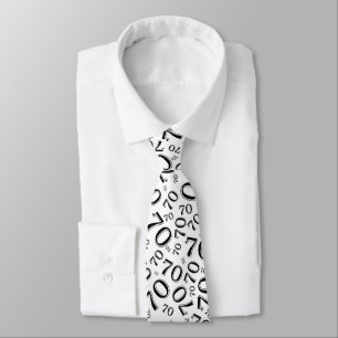 Cravate Jalon 70 motif de nombre aléatoire noir/blanc