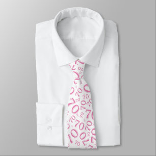Cravate Jalon 70 motif de nombre aléatoire rose/blanc