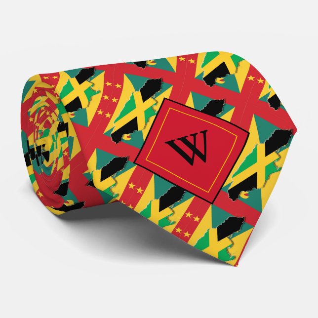 Cravate JAMAICA GRENADA Écriture chrétienne Monogramme (Roulé)