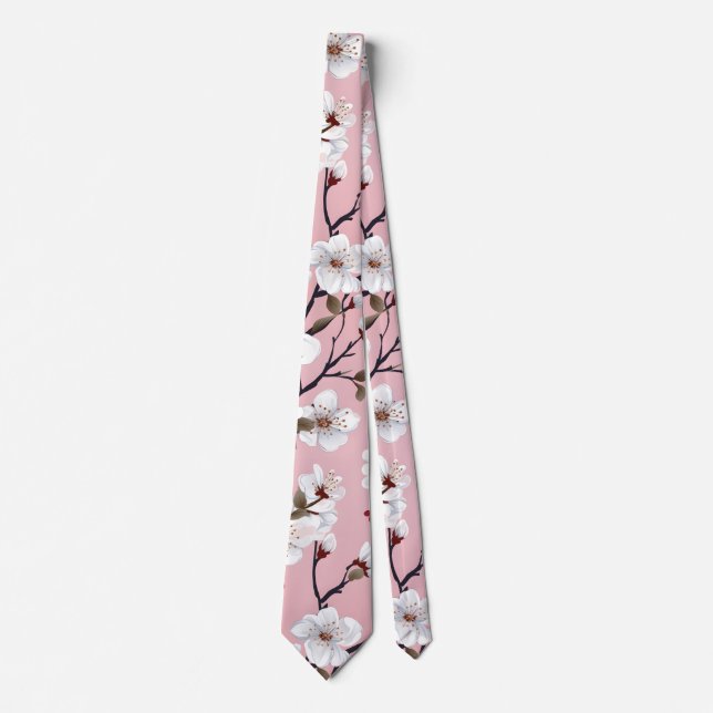Cravate Japanese Pink Cherry Blossom Sakura Floral Spring  (Devant)