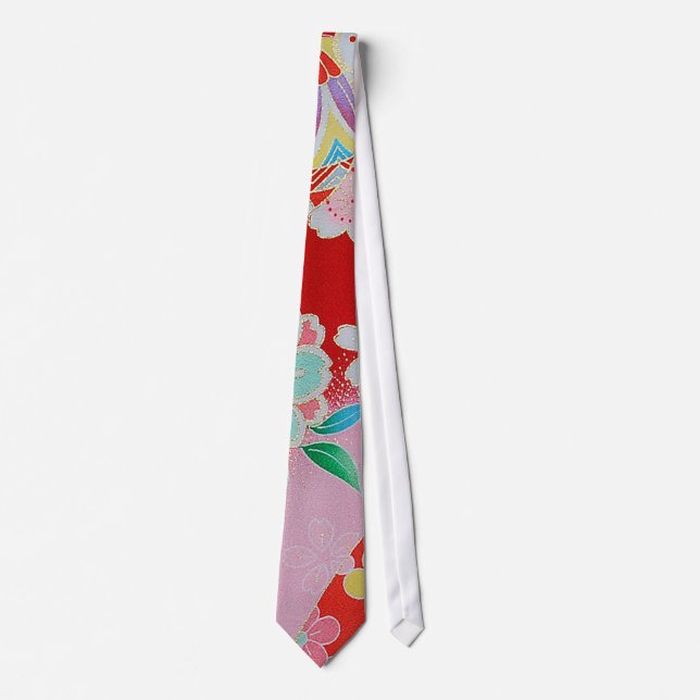 Cravate Japonais KIMONO Textile, motif floral (Devant)