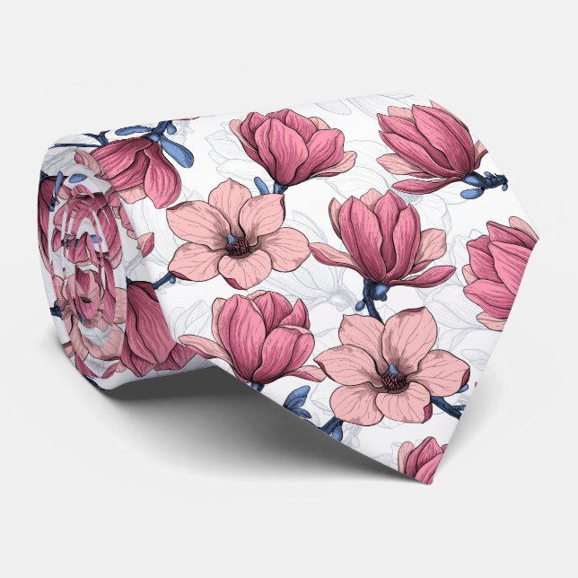 Cravate Jardin de Magnolia 2 (Roulé)