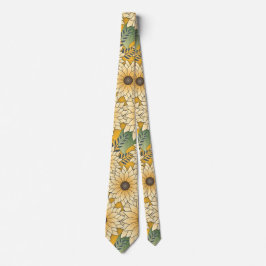 Cravate Jardin de tournesol jaune fleuri gras