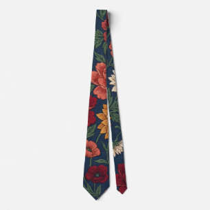 Cravate Jardin Floral Botanique Vintage