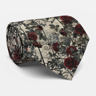 Cravate Jardin gothique victorien Rose Motif