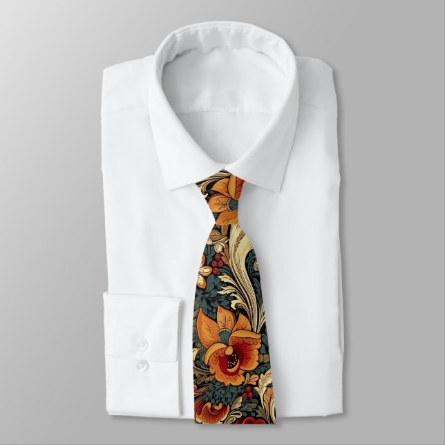 Cravate Jardin médiéval motif floral (Attaché)
