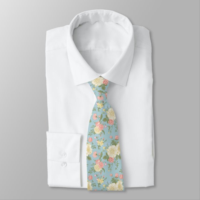 Cravate Jardin Peony motif floral (Attaché)