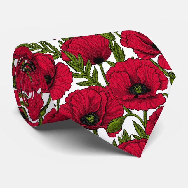 Cravate Jardin Red Poppy 2 (Roulé)