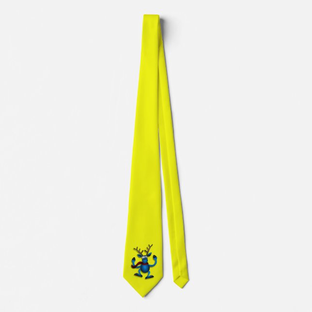 Cravate jaune avec rennes (Devant)
