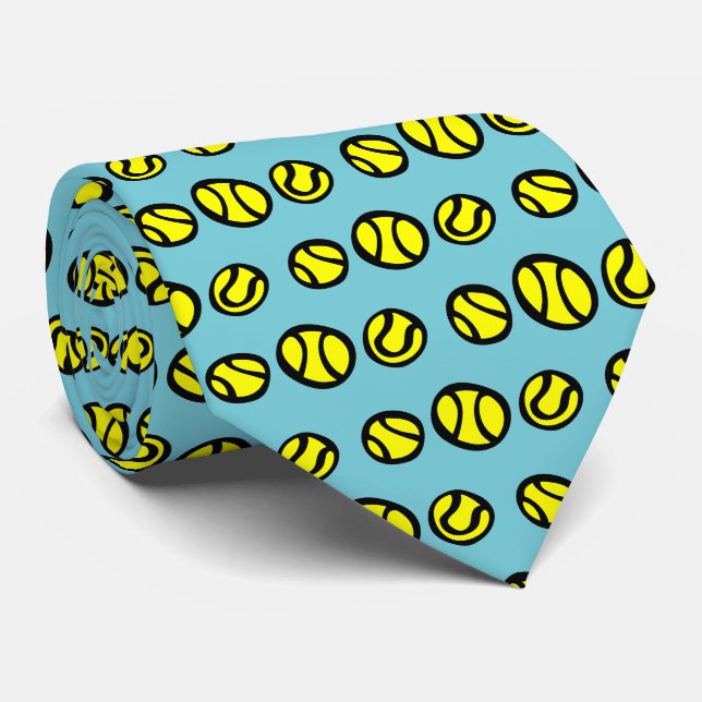 Cravate jaune drôle de motif de balle de tennis (Roulé)
