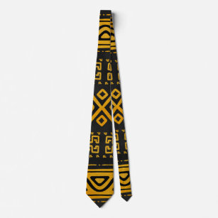 Cravate Jaune et noir africains ethniques de motif