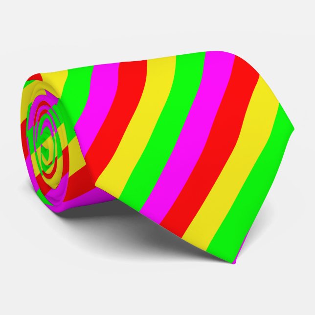 Cravate jaune magenta rouge vert (Roulé)