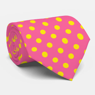 Cravate Jaune sur rose Pois Design Motif