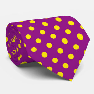 Cravate Jaune sur violet Pois design Motif