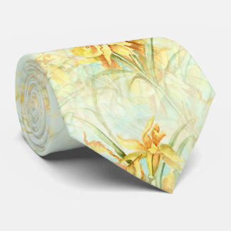 Cravate Jaune vintage Daffodique Floral Flower