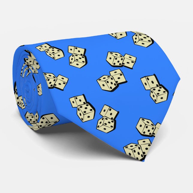 Cravate Jeu de dés de tambours bleu français à deux côtés (Roulé)