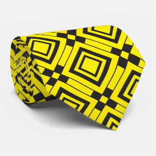 Cravate Jeu de diamant noir jaune carré