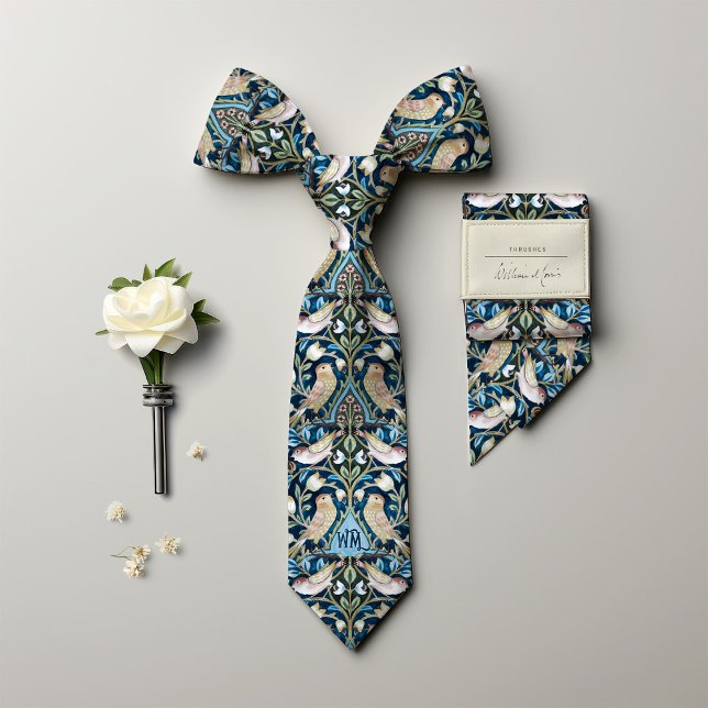 Cravate Jeu d'oiseaux Monogramme William Morris Hommes (Créateur téléchargé)