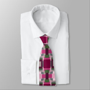 Cravate Joli Bloc De Couleurs Rose Et Vert