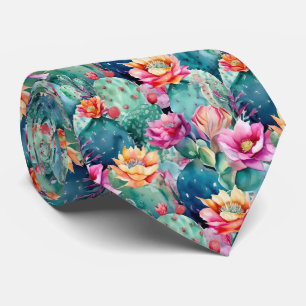 Cravate joli carrelage de fleurs de cactus motif