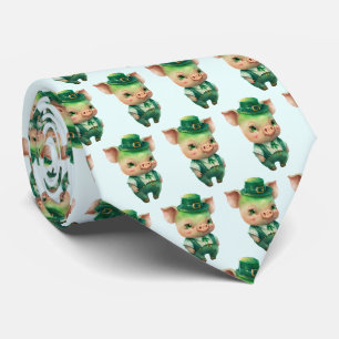 Cravate Joli Cochon Irlandais Vert en Vêtements Chics