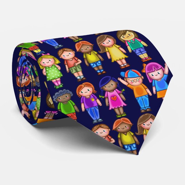 Cravate Joli Couleur Petit Joyeux Enfants Kawaii (Roulé)