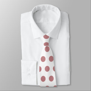 Cravate Joli grand pois rose poussiéreux sur blanc