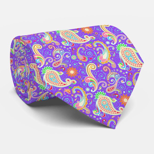 Cravate Joli motif cachemire coloré (Roulé)