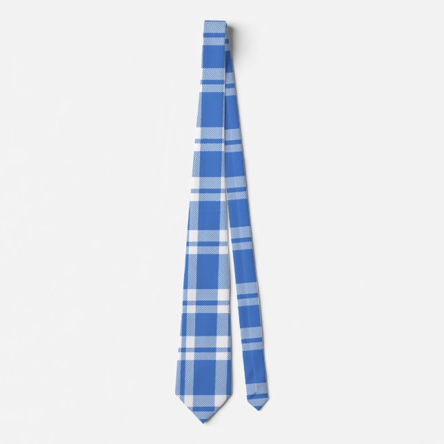 Cravate Joli motif carreaux bleu gingham rétro (Devant)