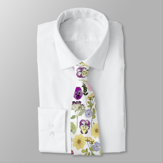Cravate Joli motif de fleurs sauvages florales (Attaché)