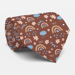 Cravate Joli motif de nuage arc-en-ciel