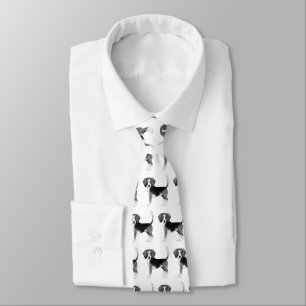 Cravate Joli motif d'un chien Beagle en noir et blanc