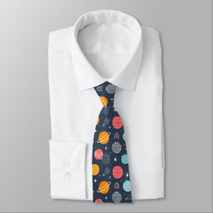 Cravate Joli Motif Planète Souriante