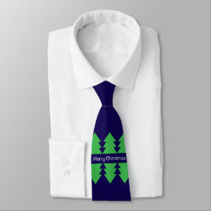 Cravate Joli Noël Simple Arbre Design Bleu