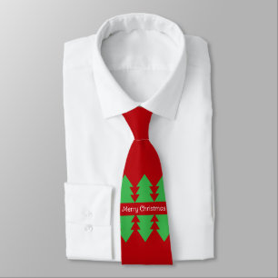 Cravate Joli Noël Simple Arbre Design Rouge