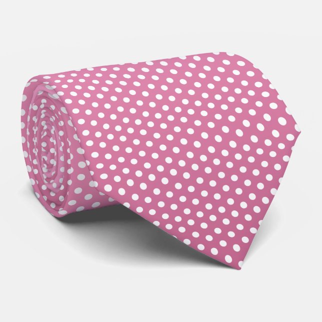 Cravate Joli Pois rose et blanc (Roulé)