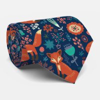Joli Renard Rouge Et Fleurs Motif