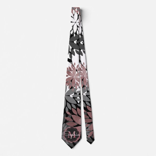Cravate Joli Rose Gold Floral Illustration Motif (Devant)