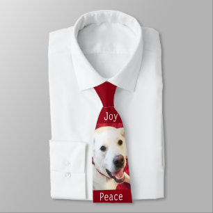 Cravate Joli sourire blanc chiot Chien Joy Noël Rouge