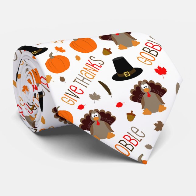Cravate Joli Thanksgiving Motif Gobble Remercier (Roulé)