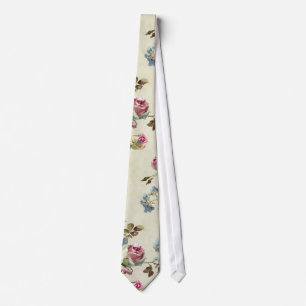 Cravate Joli vintage papier peint à motifs rose bourgeons
