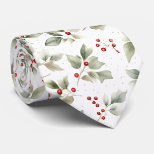 Cravate Jolie aquarelle Holly et Berries