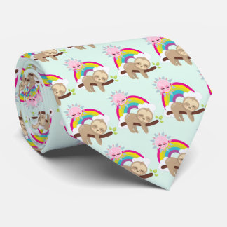 Cravate Jolie fentes en azy avec Motif Sun et Rainbow