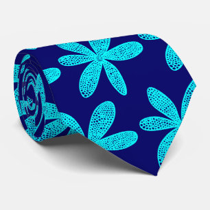 Cravate Jolie fleur - Cyan sur Deep Navy