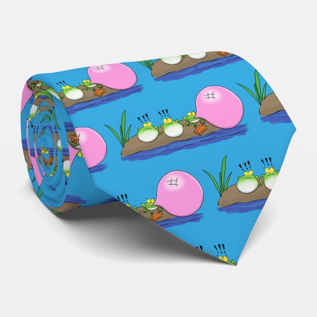 Cravate Jolie grenouilles drôles bubblegum dessin animé il (Roulé)