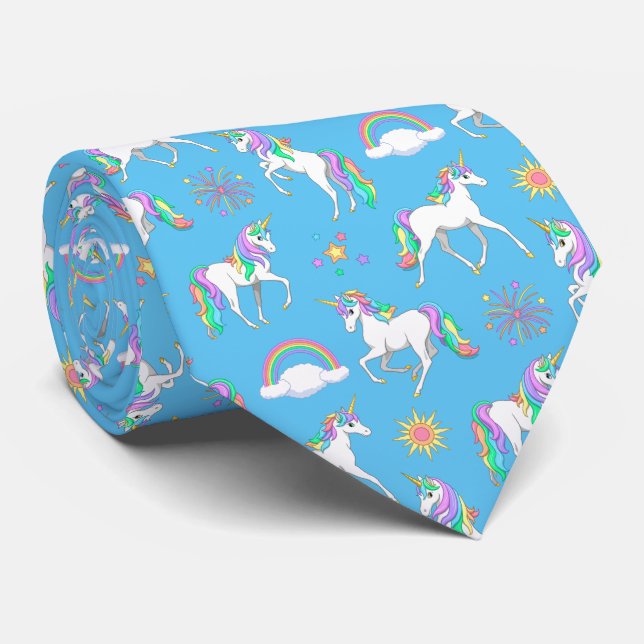 Cravate Jolie licorne arc-en-ciel (Roulé)