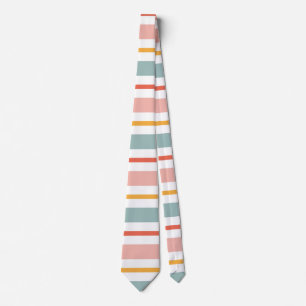 Cravate Jolies Rayures Horizontales Pastel Bohème Rose Sar