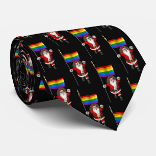 Cravate Jolly Santa Claus Avec Drapeau Arc-En-Ciel