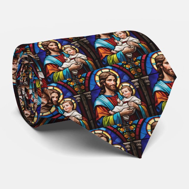 Cravate Joseph et Bébé Jésus Verre de Chrétien (Roulé)